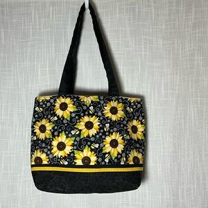 Bags by April Tote Sunflower Patterned Black and Yellow